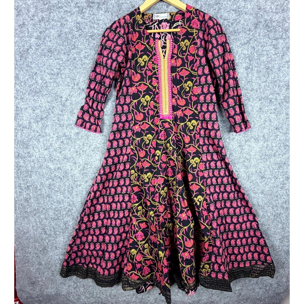 Westside‎ A-Line Dress Womens Small Pink Floral Dopamine Maximalist Bohemian